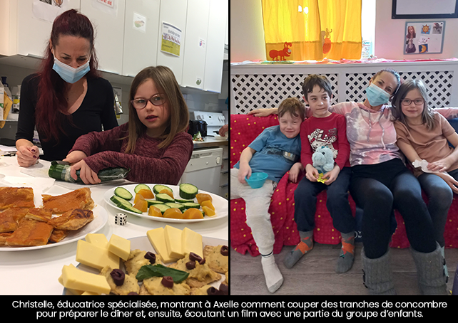 Christelle, éducatrice spécialisée, prend soin des enfants pendant un répit de deux jours et un dodo. 